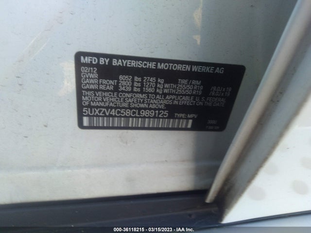 5UXZV4C58CL989125 BMW X5 35i