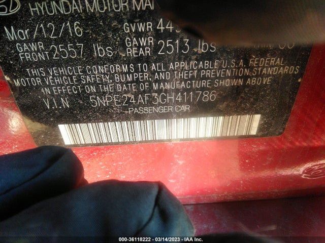 2016 Hyundai Sonata, VIN: 5NPE24AF3GH411786