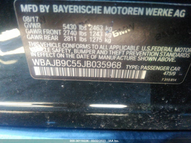 WBAJB9C55JB035968 BMW 5 Series M550i Xdrive