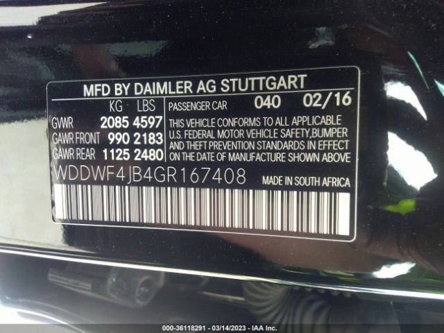 WDDWF4JB4GR167408 Mercedes-Benz C-class C 300