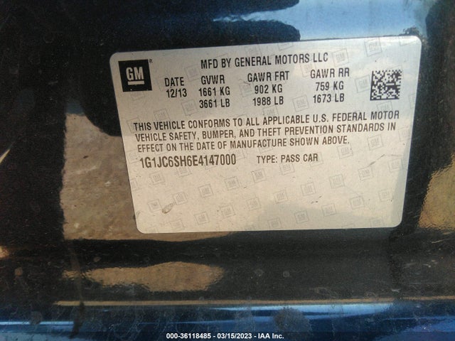 Chevrolet SONIC LT 2014 1G1JC6SH6E4147000 Image 10