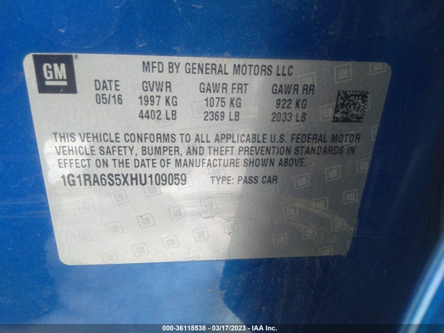 Chevrolet VOLT LT 2017 1G1RA6S5XHU109059 Image 11