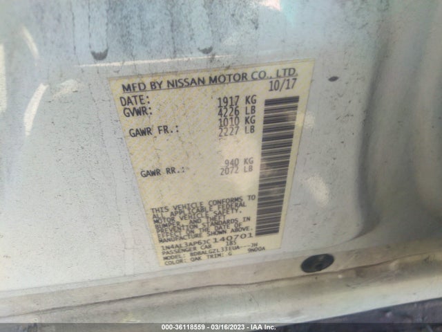 2018 NISSAN ALTIMA 2.5 S VIN: 1N4AL3AP6JC140701
