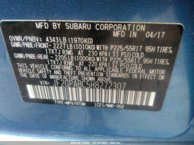 JF2GPABC5H8272307 Subaru Crosstrek Premium