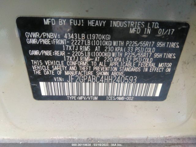 JF2GPABC4HH240593 Subaru Crosstrek Premium