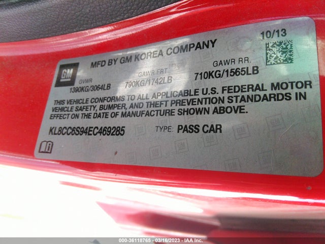 Chevrolet Spark Lt 2014 KL8CC6S94EC469285 Image 10