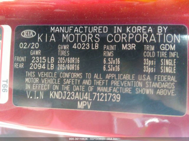 KNDJ23AU4L7121739 KIA SOUL S