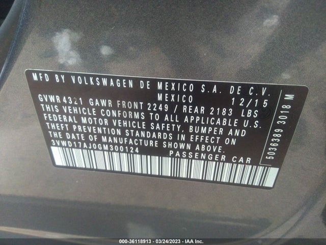 3VWD17AJ0GM300124 Volkswagen Jetta Sedan 1.8t Sport