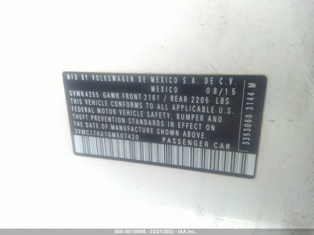 3VWC17AU1GM507420 Volkswagen Golf Sportwagen Tsi S