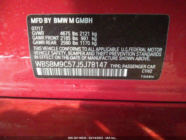 WBS8M9C57J5J78147 BMW M3