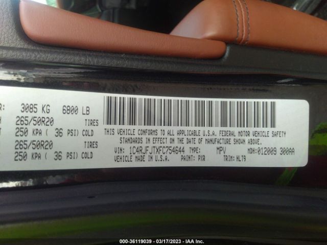 1C4RJFJTXFC754644 Jeep Grand Cherokee Summit