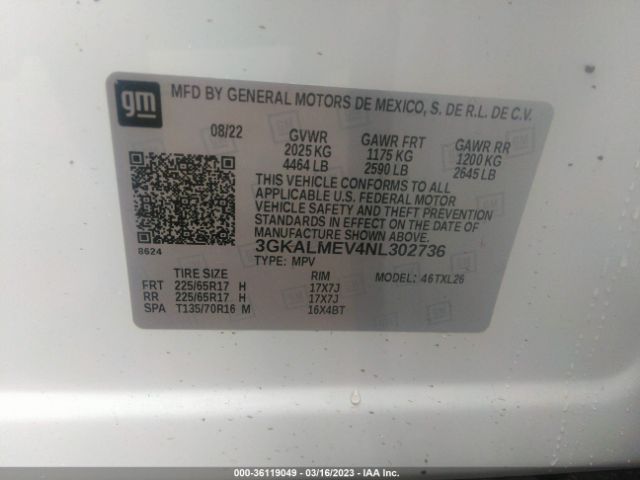 3GKALMEV4NL302736 GMC Terrain Sle