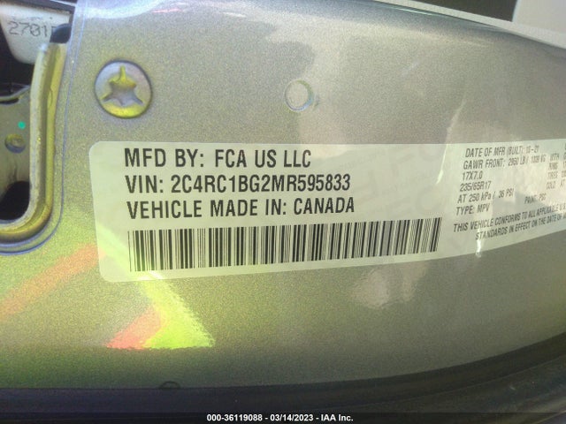2C4RC1BG2MR595833 Chrysler Pacifica Touring L