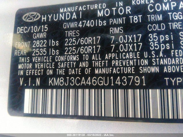 Hyundai TUCSON SE 2016 KM8J3CA46GU143791 Image 10