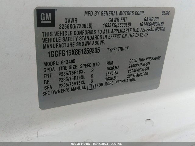 Chevrolet EXPRESS CARGO VAN 2006 1GCFG15X861259355 Image 10