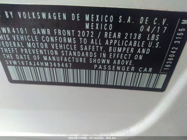 3VW167AJ4HM369467 Volkswagen Jetta 1.4t S