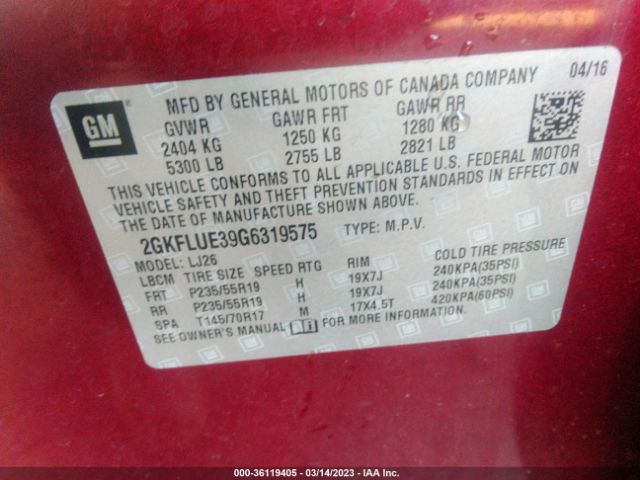 2GKFLUE39G6319575 GMC Terrain Slt
