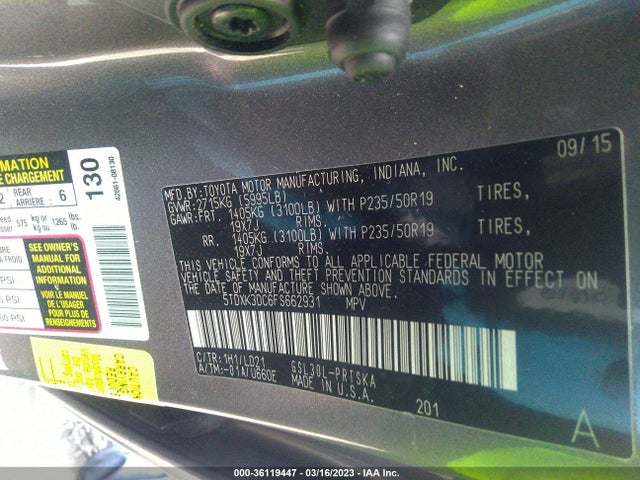 Toyota SIENNA SE 2015 5TDXK3DC6FS662931 Image 10