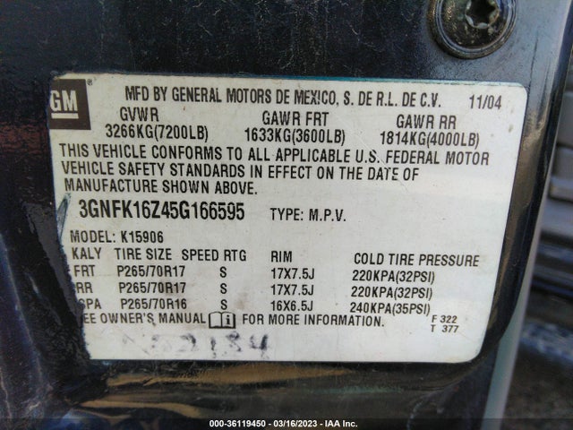 Chevrolet Suburban Lt 2005 3GNFK16Z45G166595 Image 10
