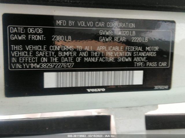 YV1MW382972276127 Volvo V50 2.4l