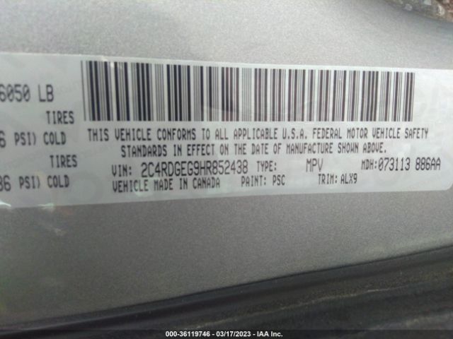 2C4RDGEG9HR852438 Dodge Grand Caravan Gt