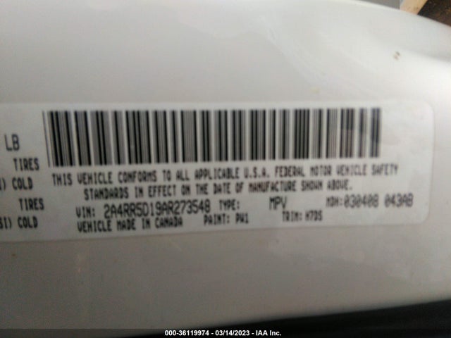 2A4RR5D19AR273548 Chrysler Town & Country Touring