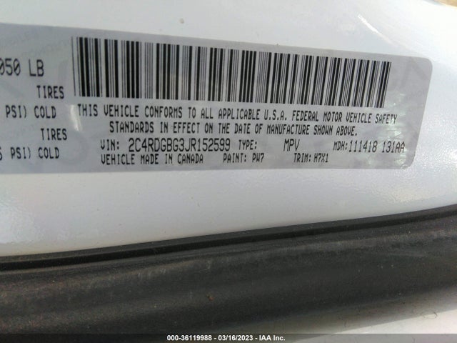 Dodge Grand Caravan Se 2018 2C4RDGBG3JR152599 Image 9