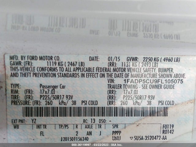 2015 Ford C-Max, VIN: 1FADP5CU9FL105075