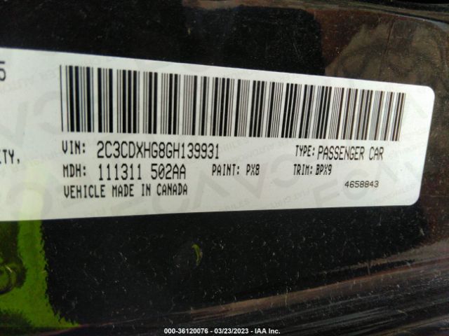 2C3CDXHG8GH139931 Dodge Charger Sxt