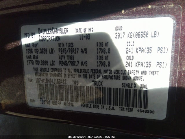 Dodge Ram 1500 Slt 2004 1D7HA18N64J156412 Image 10