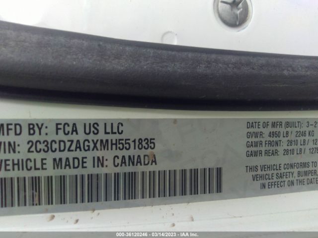 2C3CDZAGXMH551835 Dodge Challenger Sxt