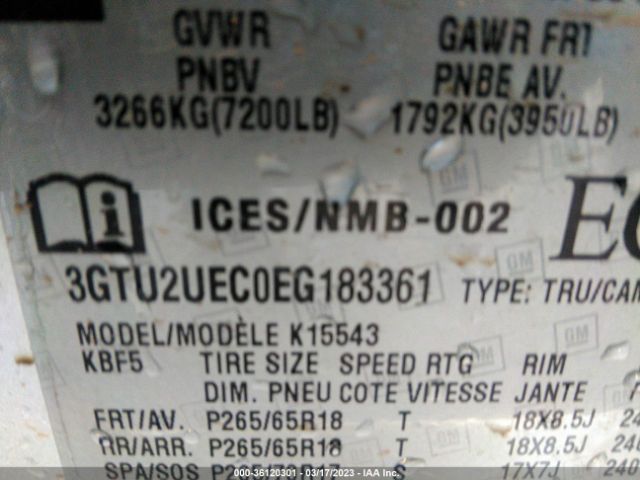 3GTU2UEC0EG183361 GMC Sierra 1500 Sle