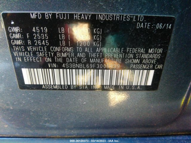 4S3BNBL69F3006439 Subaru Legacy 2.5i Limited