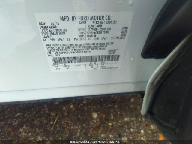 2FMPK3J94GBC11018 Ford EDGE SEL