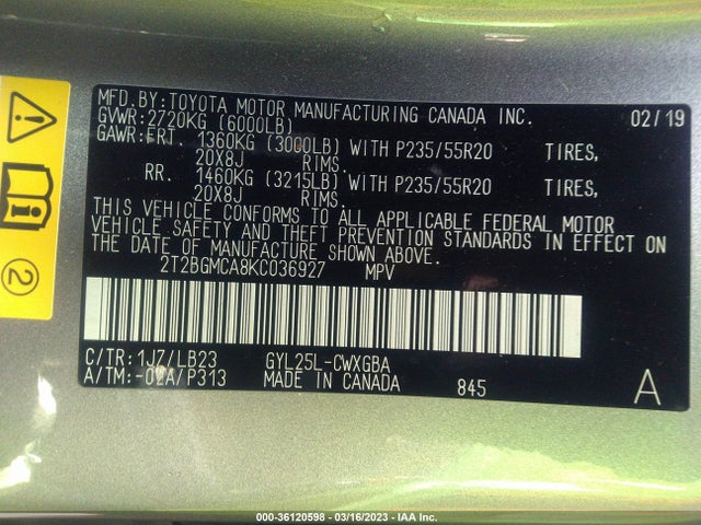 Lexus RX 2019 2T2BGMCA8KC036927 Image 10