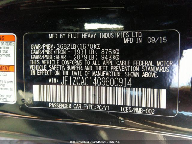 JF1ZCAC14G9600914 Subaru Brz Limited