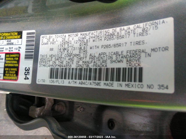 Toyota Tacoma Prerunner 2015 3TMKU4HN3FM044858 Image 11
