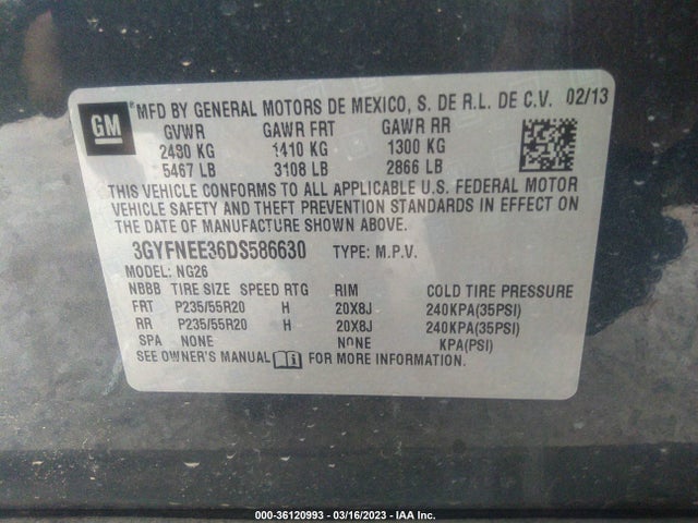 Продаж на аукціоні авто 2013 Cadillac Srx Premium Collection, vin: 3GYFNEE36DS586630, номер лоту: 36120993