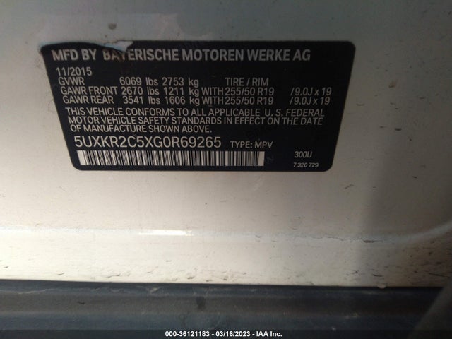 BMW X5 Sdrive35i 2016 5UXKR2C5XG0R69265 Image 9
