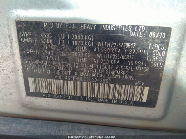 4S4BRBLC2E3218863 Subaru Outback 2.5i Limited