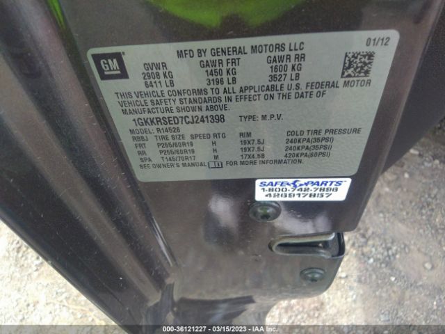 1GKKRSED7CJ241398 GMC Acadia Slt2
