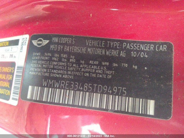 WMWRE33485TD94975 Mini Cooper Hardtop S