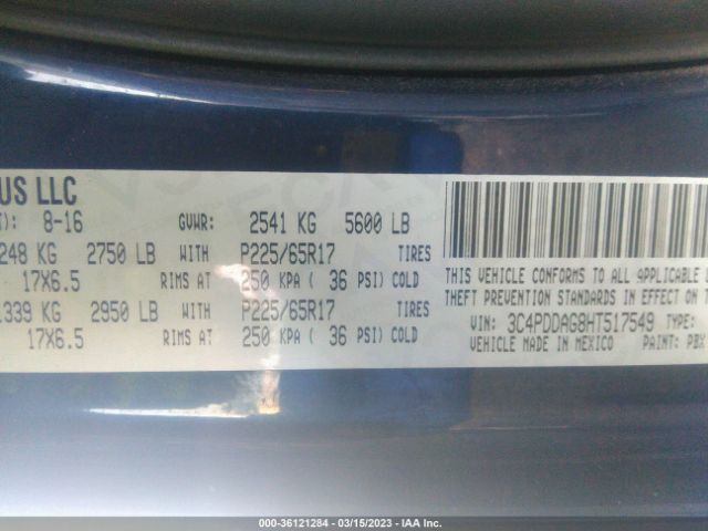 3C4PDDAG8HT517549 Dodge JOURNEY SE