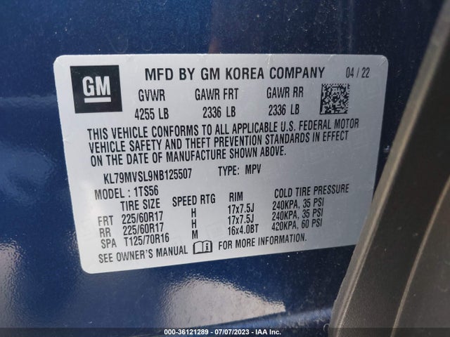Chevrolet Trailblazer Activ 2022 KL79MVSL9NB125507 Image 9