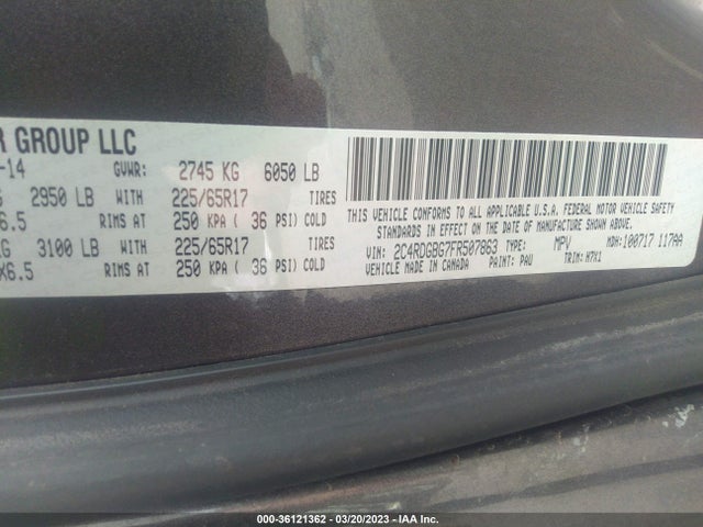 Dodge Grand Caravan American Value Pkg 2015 2C4RDGBG7FR507863 Image 9