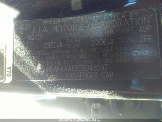 KNAFK4A65E5048597 KIA FORTE LX