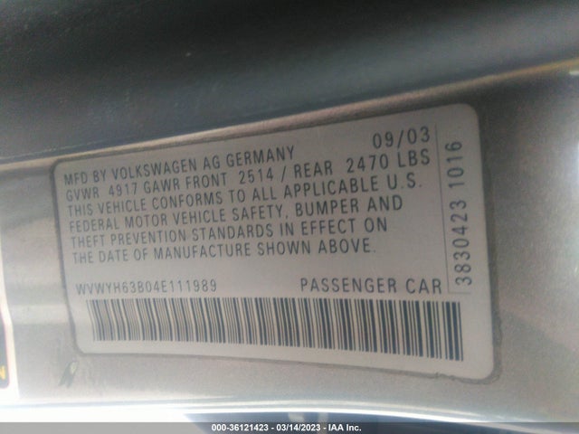 WVWYH63B04E111989 Volkswagen Passat Wagon Glx