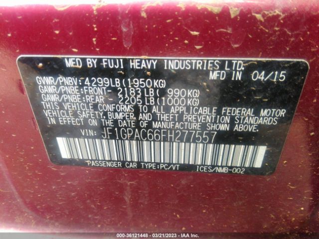 JF1GPAC66FH277557 Subaru Impreza Wagon 2.0i Premium