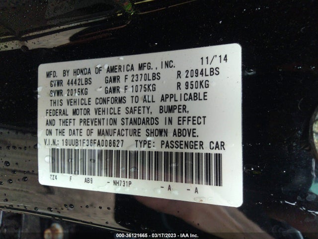 Acura TLX 2015 19UUB1F36FA008627 Image 9