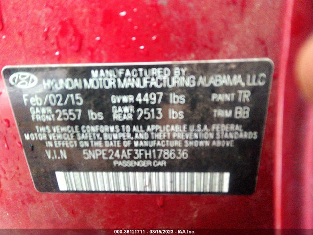 Hyundai Sonata 2.4l Se 2015 5NPE24AF3FH178636 Image 9